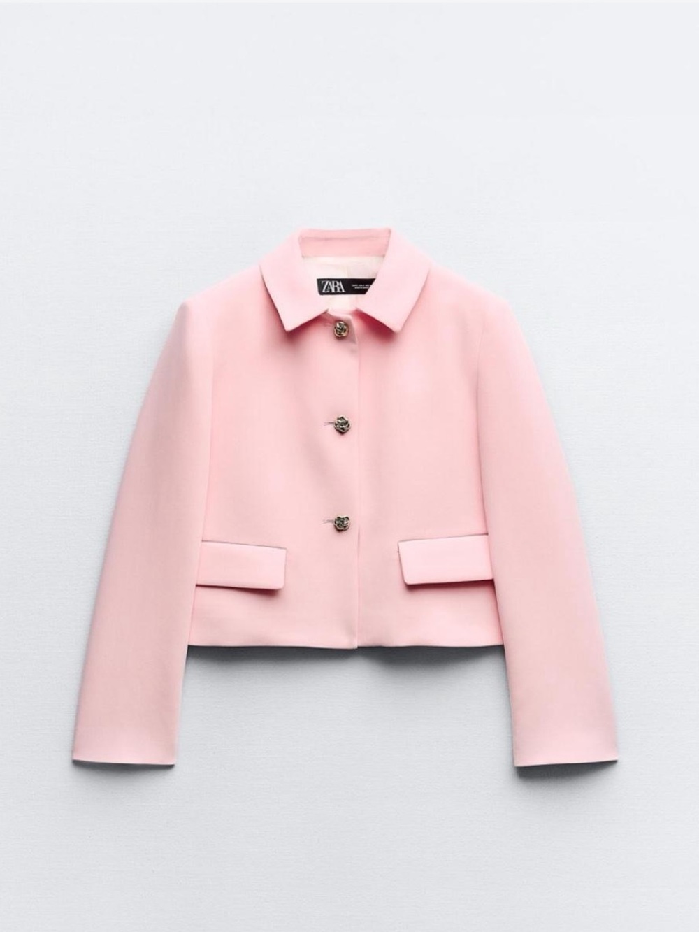 NWOT Zara Cropped Blazer With Textured Buttons